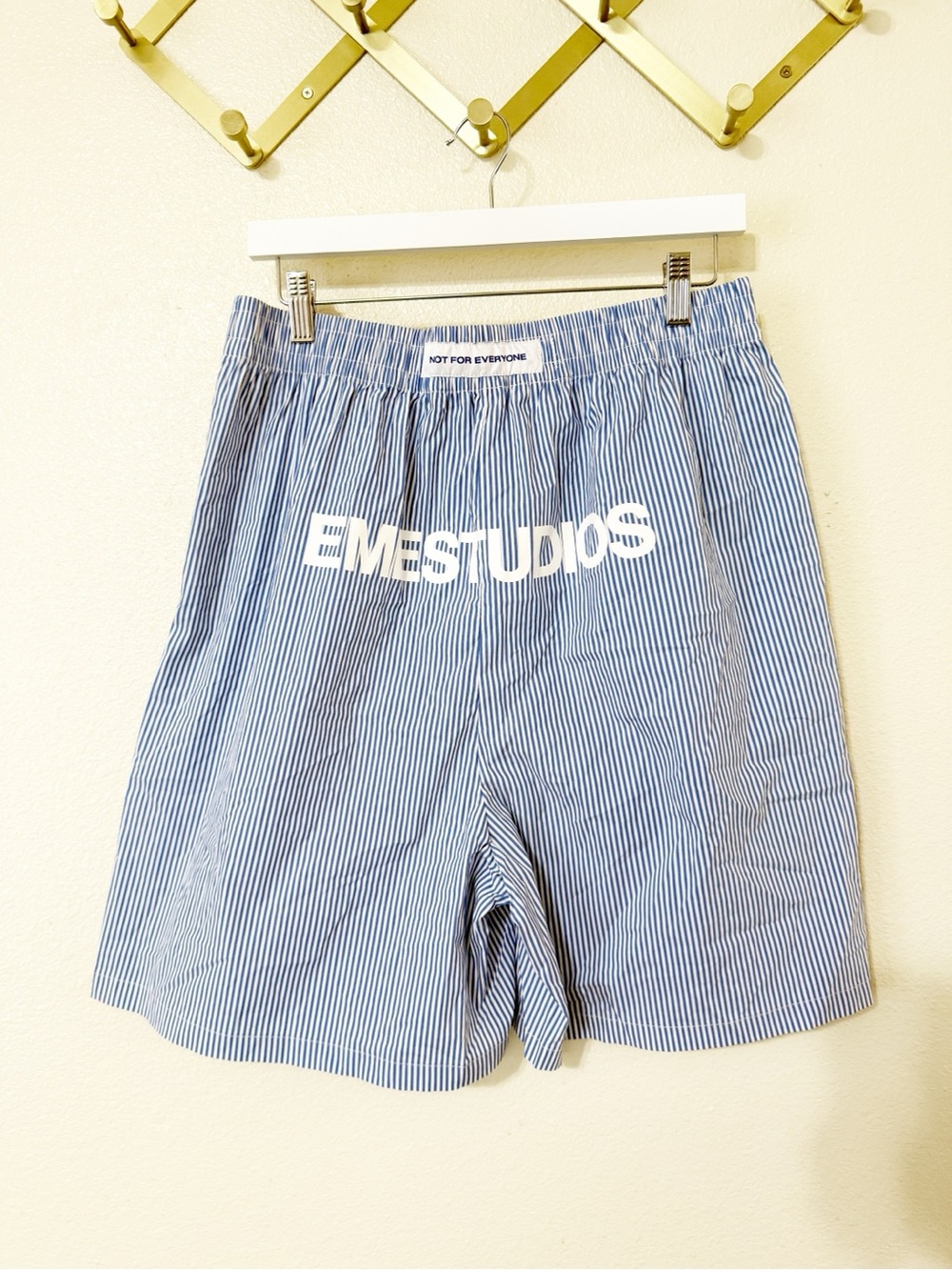 Eme Studios Jammies LS Blue Striped Cotton Logo Boxer Shorts NEW Size 40 - Picture 12 of 14